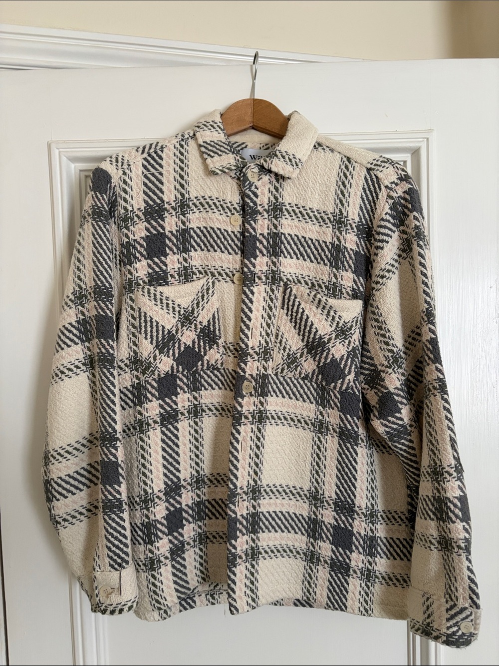 Wax London Cream Plaid Button-Up Shacket
